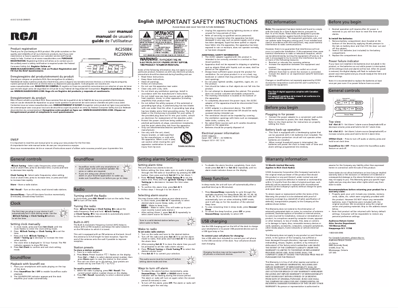 Page 1 de la notice Manuel utilisateur audiovox RC250BK
