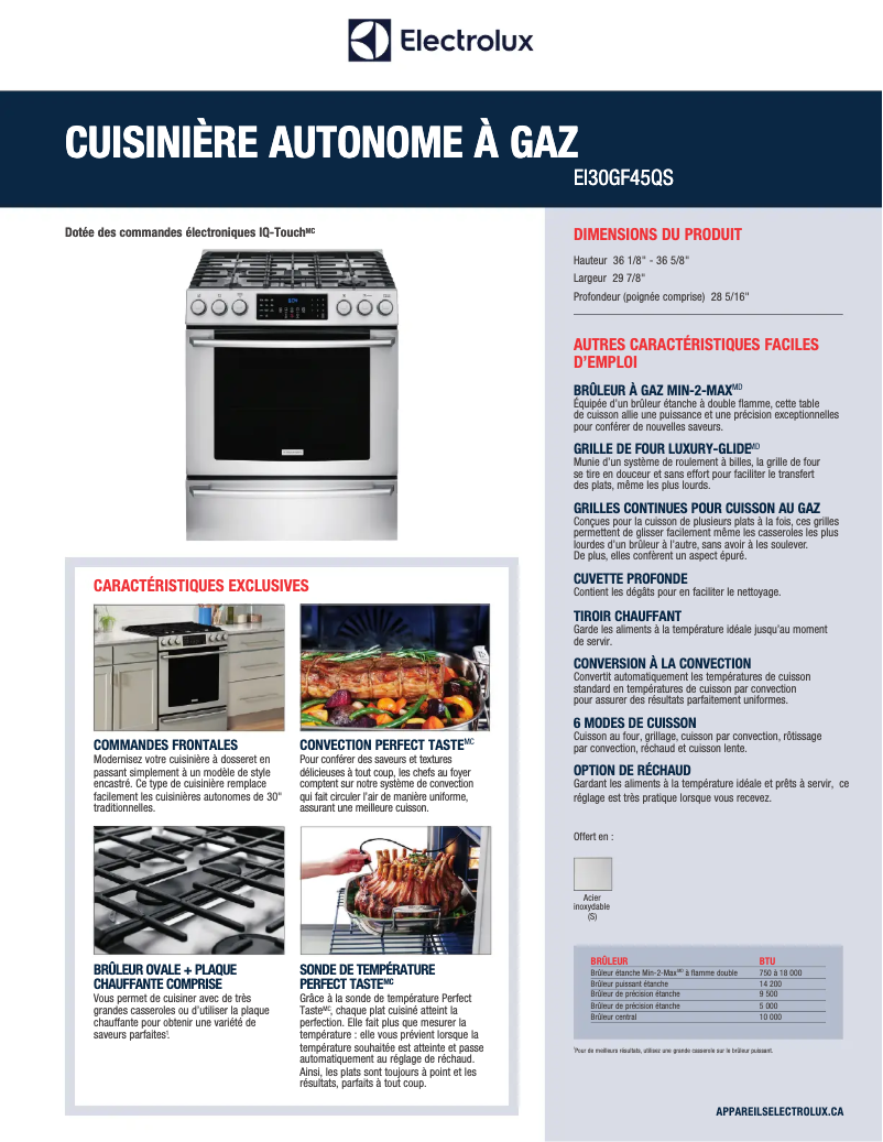Page n°1 - Fiche technique Electrolux EI30GF45QS