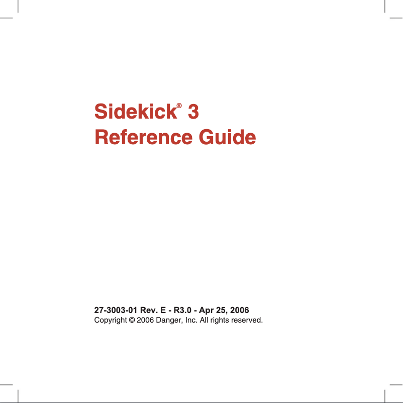 Page 1 de la notice Manuel utilisateur Sharp Sidekick 3