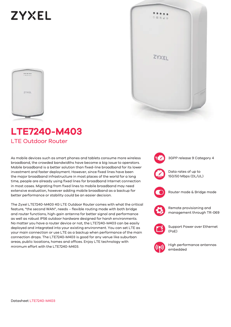 Image de la première page du manuel de l'appareil LTE7240-M403