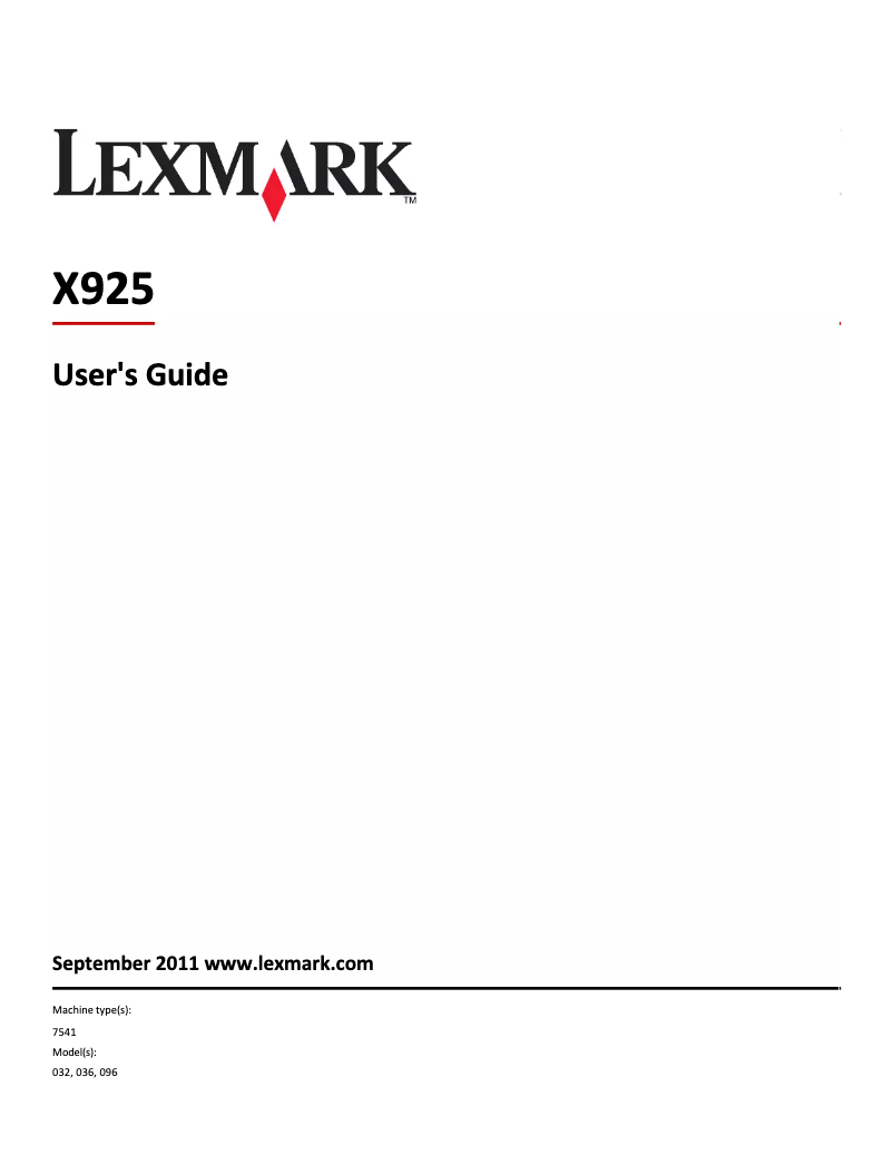 Page 1 de la notice Manuel utilisateur Lexmark X925de