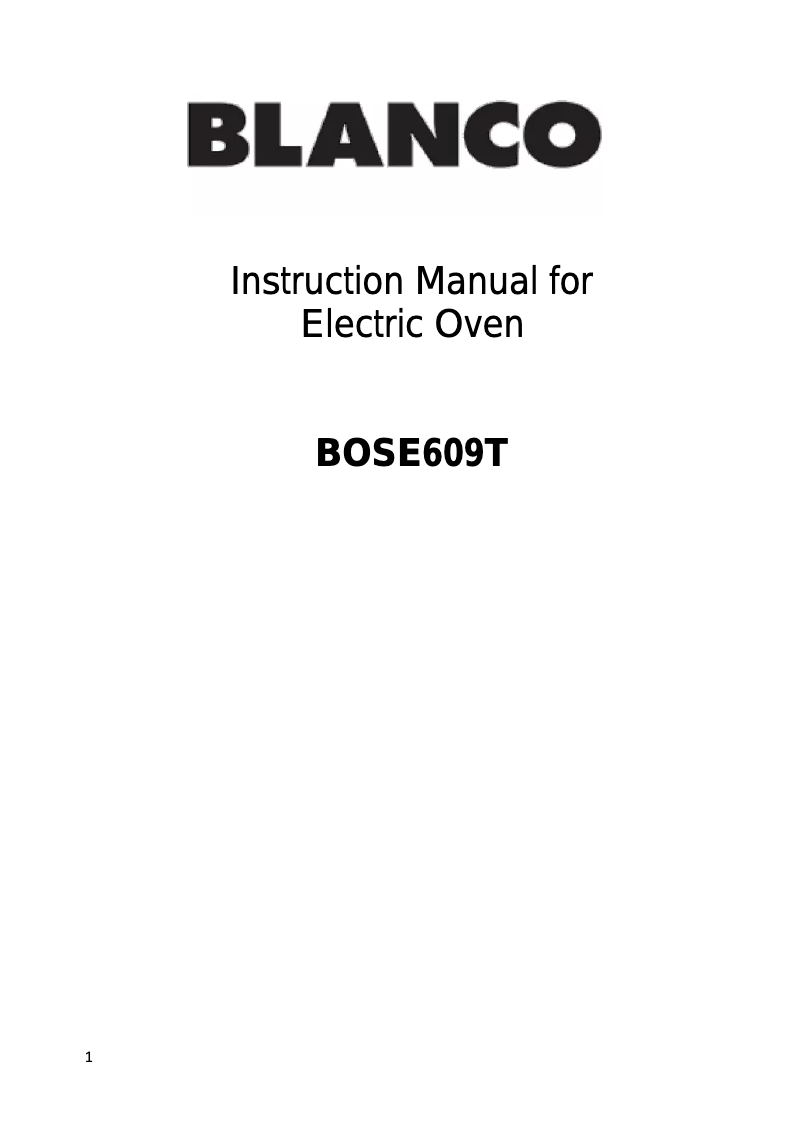 Page n°1 - Manuel utilisateur BLANCO BOSE609T