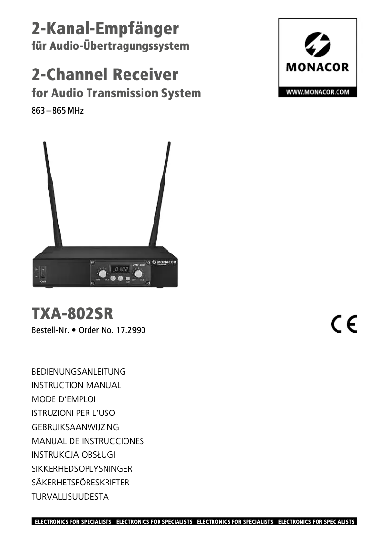 Page n°1 - Manuel utilisateur Monacor TXA-802SR