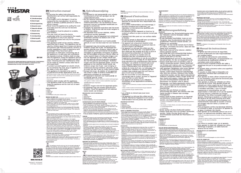 Page 1 de la notice Manuel utilisateur TriStar CM-1245