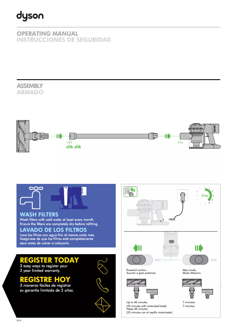Page n°1 - Manuel utilisateur Dyson V8 Parquet