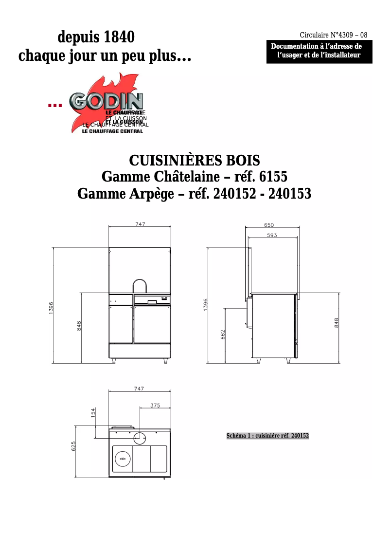 Image de la première page du manuel de l'appareil Cuisiniere Arpege