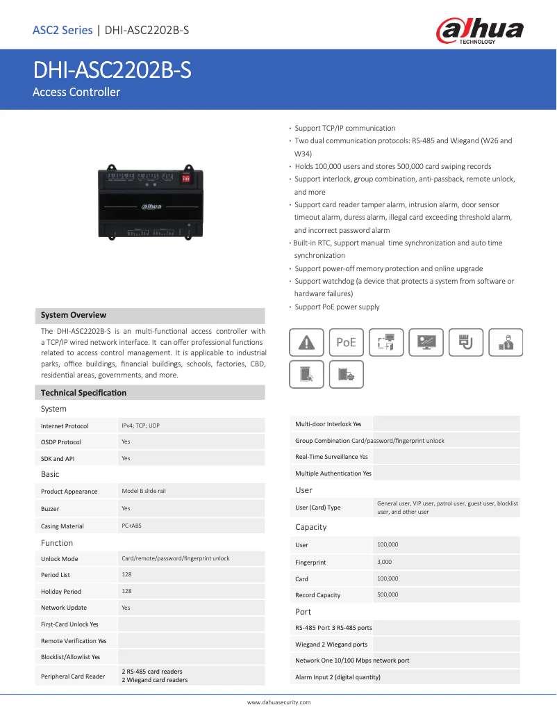 Page n°1 - Fiche technique Dahua Technology ASC2202B-S