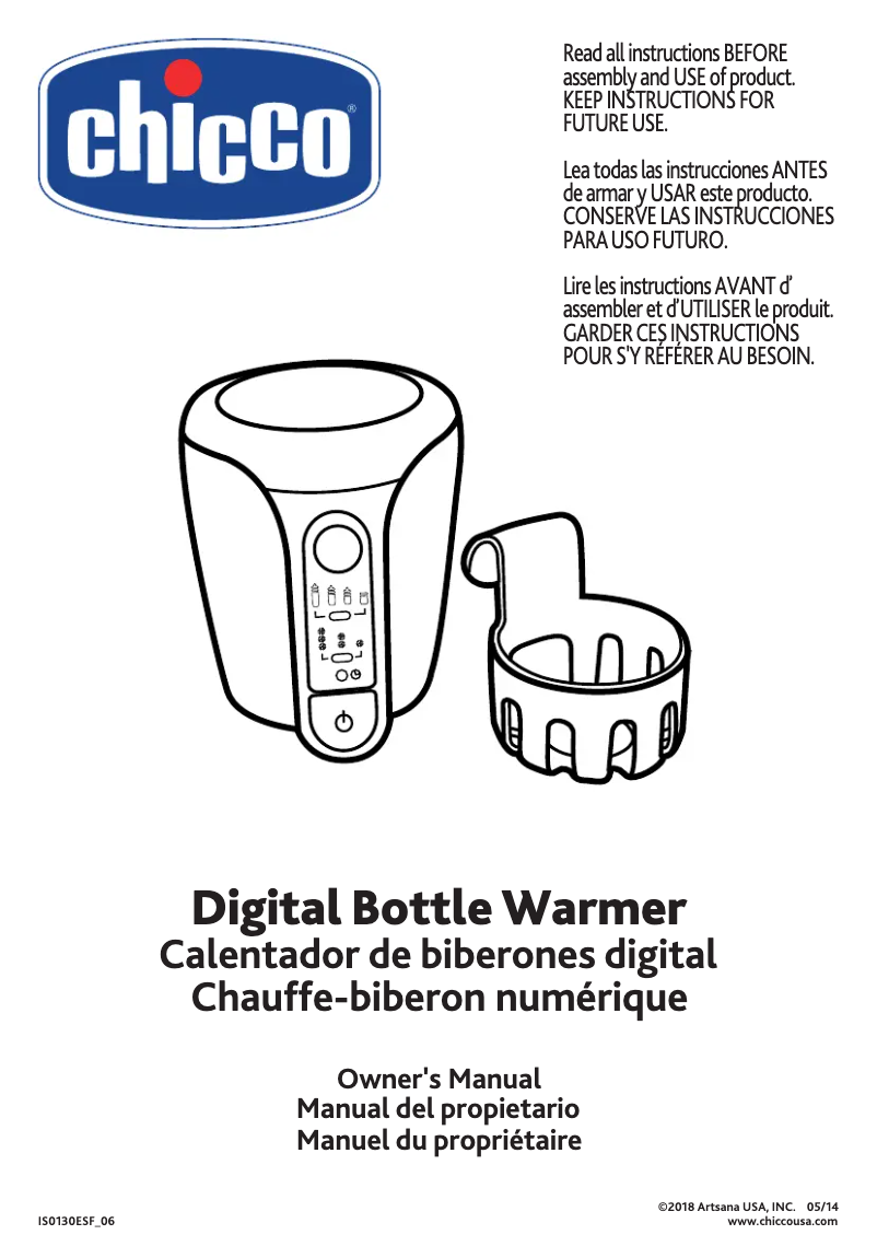Page 1 de la notice Manuel utilisateur Chicco Digital Bottle Warmer