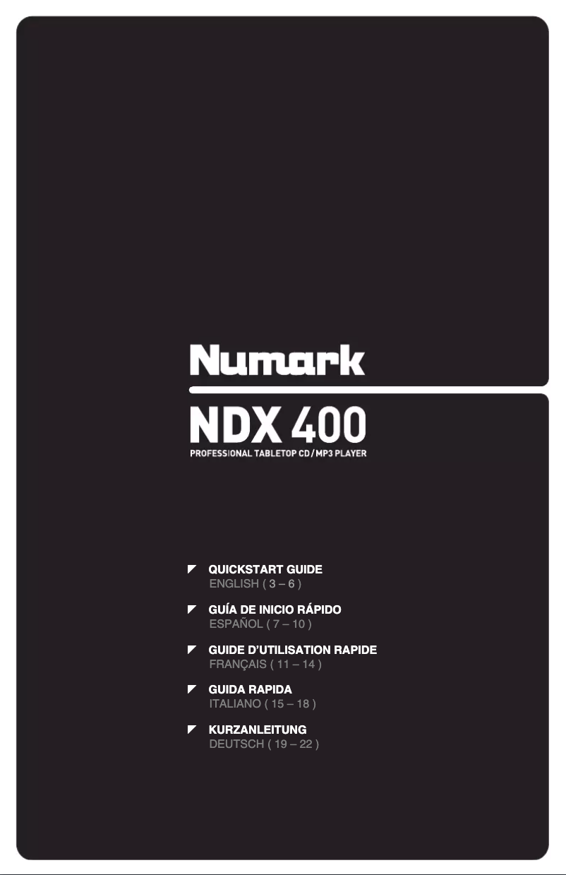 Page 1 de la notice Manuel utilisateur Numark NDX400