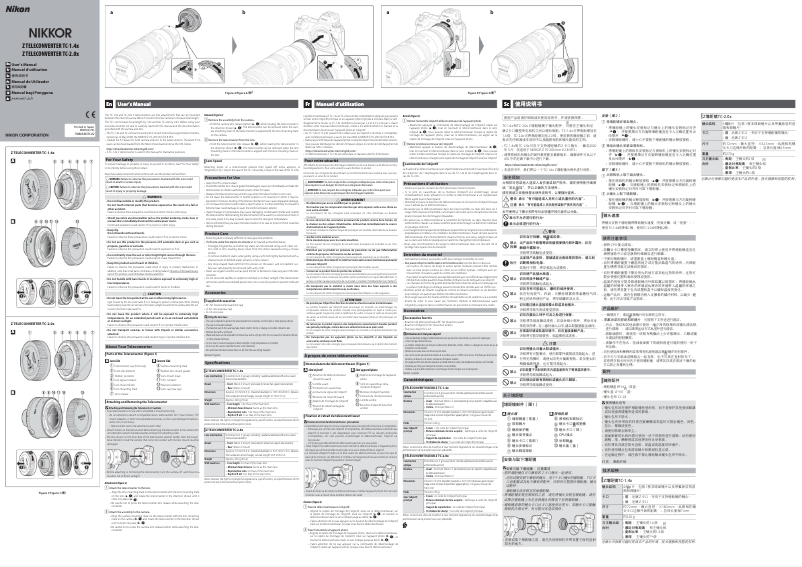 Image de la première page du manuel de l'appareil Z Teleconverter TC-2.0X