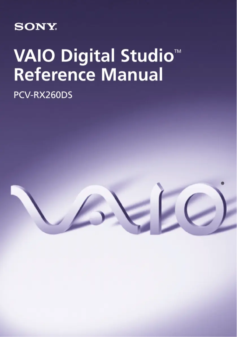 Page n°1 - Manuel utilisateur Sony Vaio PCV-RX260DS