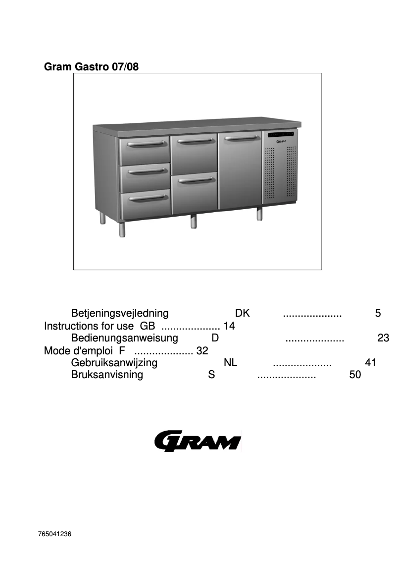 Page 1 de la notice Manuel utilisateur Gram GASTRO M 1808 CSG A DL DR C2 U