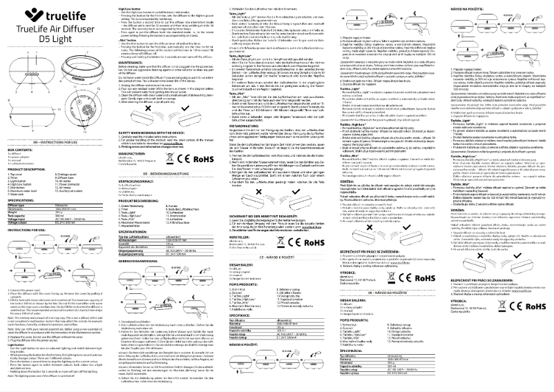 Page 1 de la notice Manuel utilisateur TrueLife AIR Diffuser D5 Light