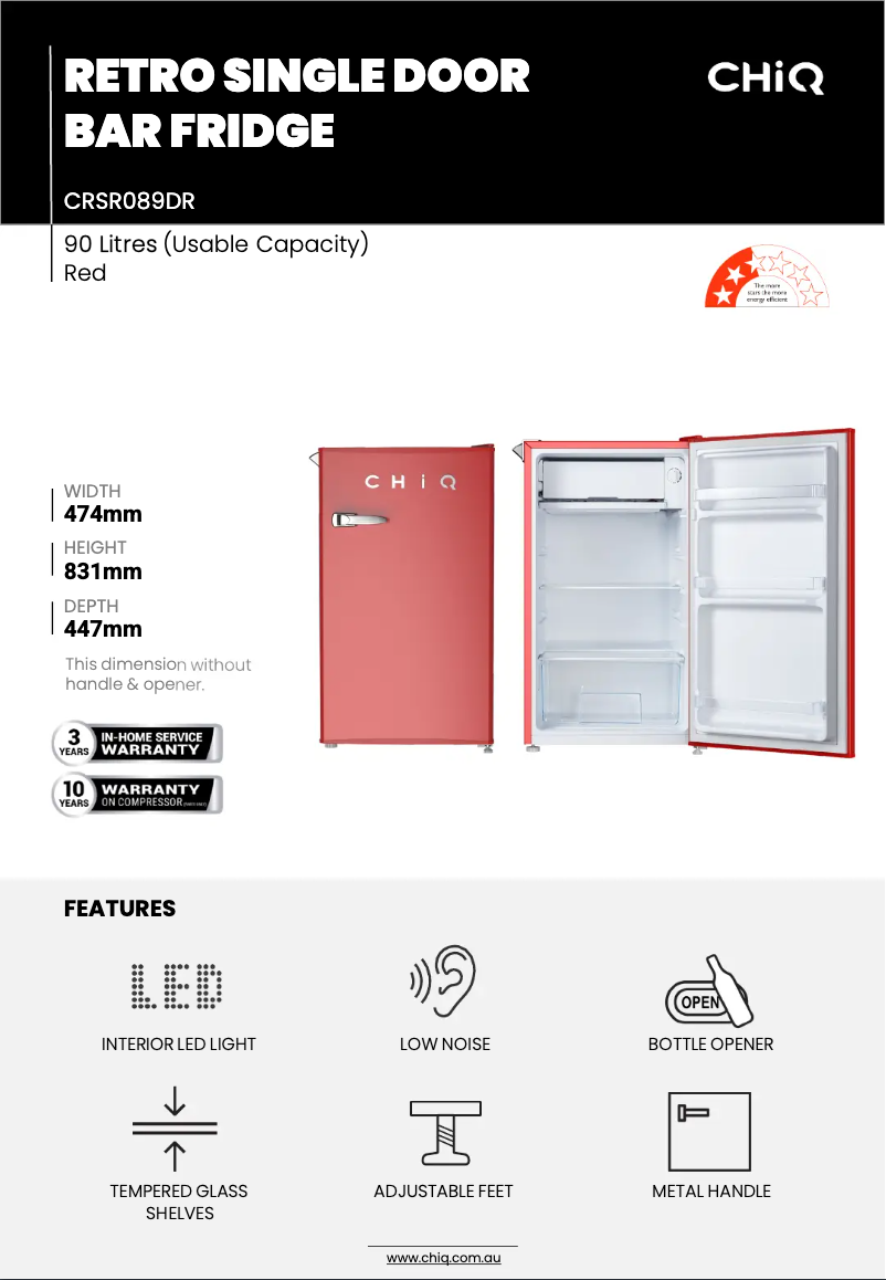 Página 1 del manual Ficha técnica CHiQ CRSR089DR
