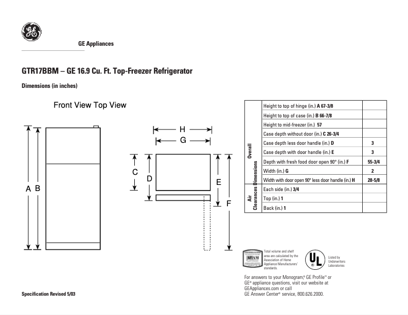 Imagen de la primera página del manual del dispositivo GTR17BBMLWW