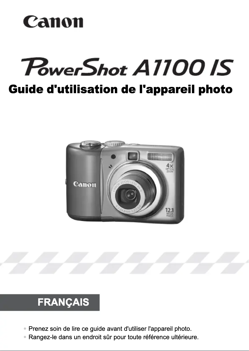 Page 1 de la notice Manuel utilisateur Canon PowerShot A1100 IS