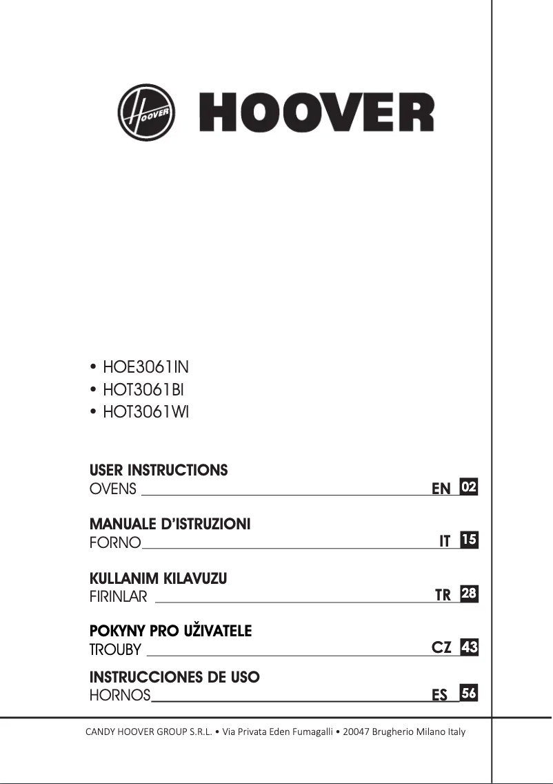 Page n°1 - Manuel utilisateur Hoover HOT3061WI