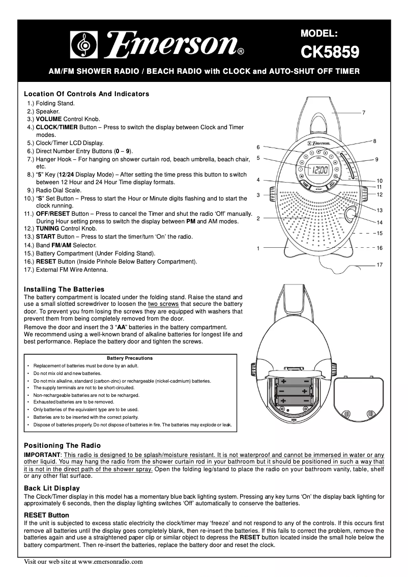 Page n°1 - Manuel utilisateur Emerson CK5859