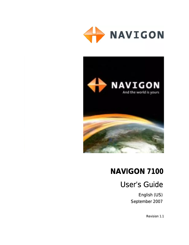 Page n°1 - Manuel utilisateur Navigon 7100