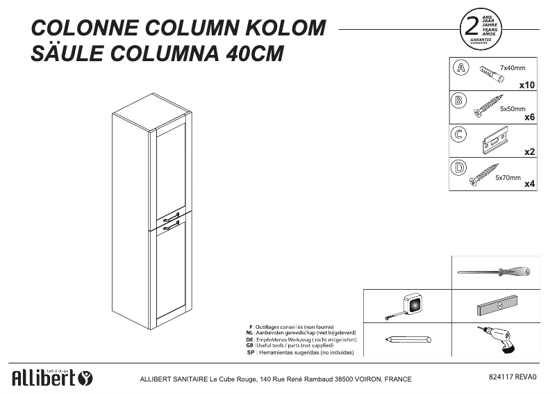 Page n°1 - Manuel utilisateur Allibert 824117