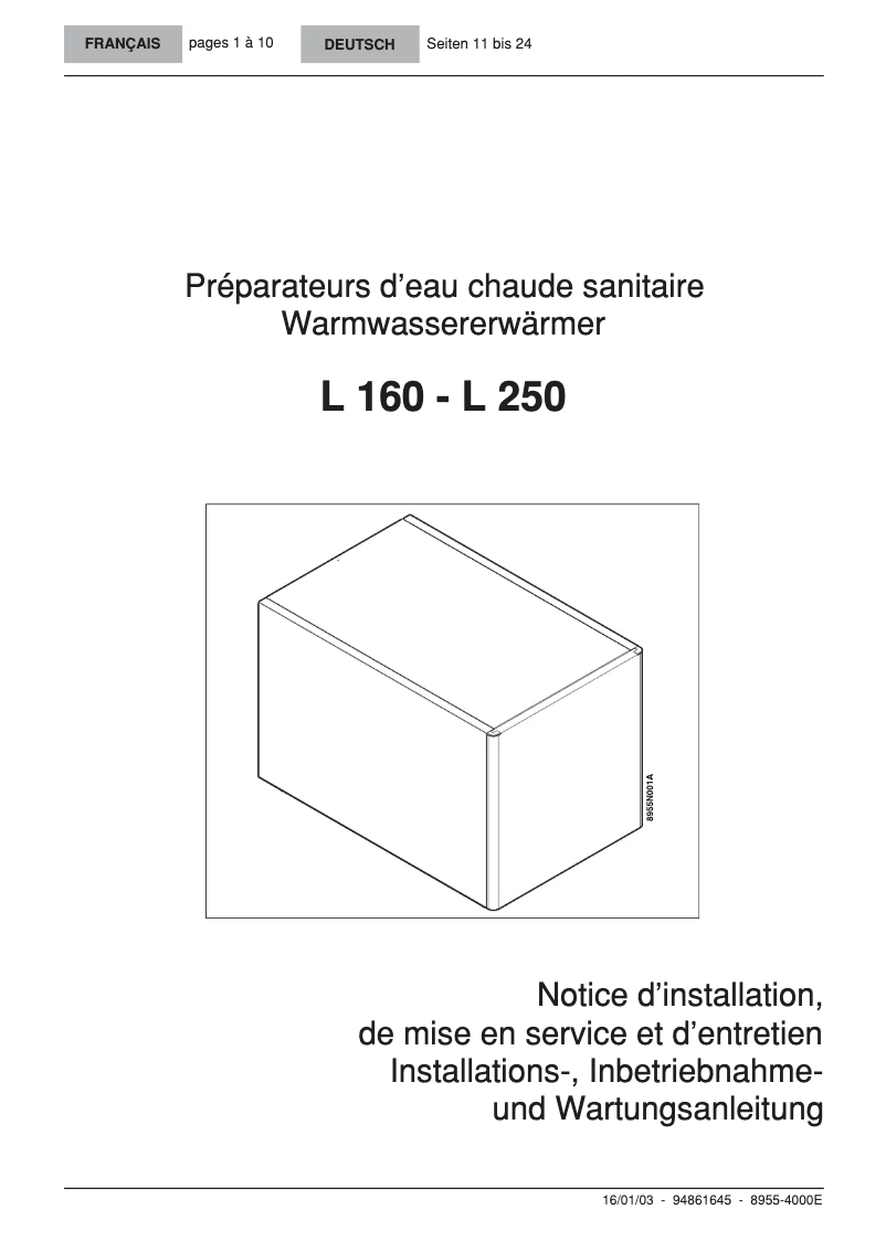 Image de la première page du manuel de l'appareil L 160
