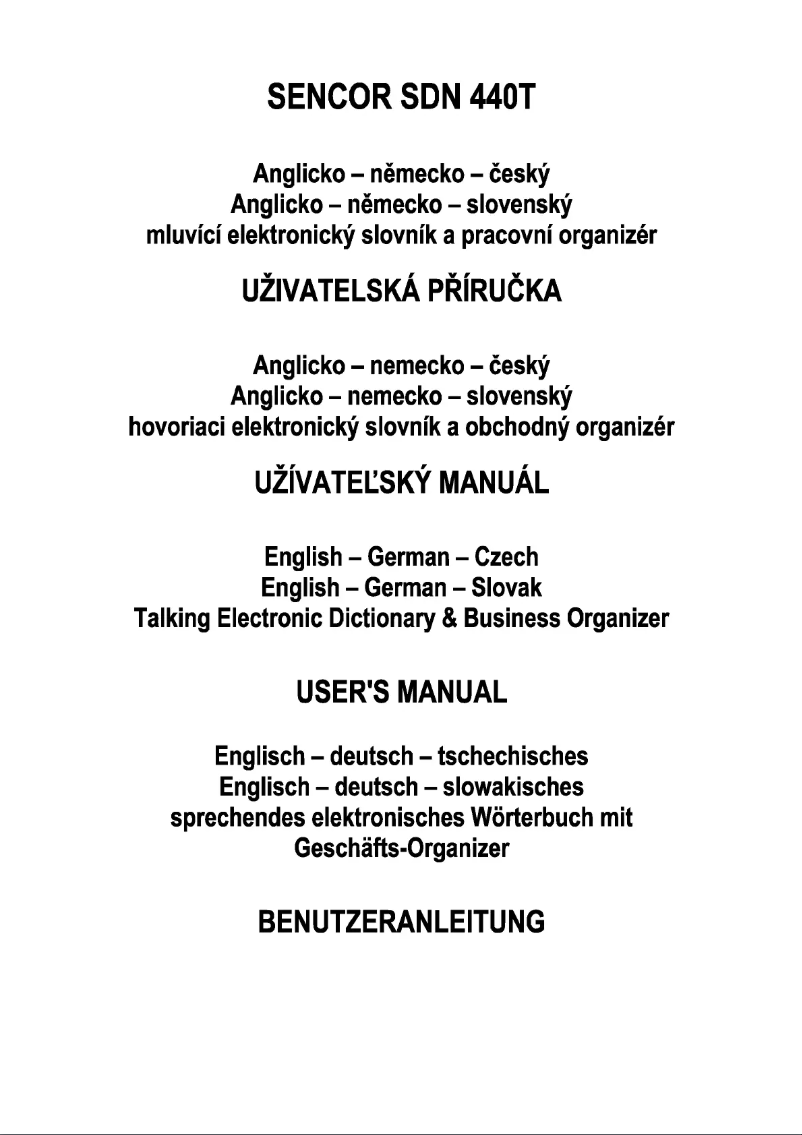 Page 1 de la notice Manuel utilisateur Sencor SDN 440T