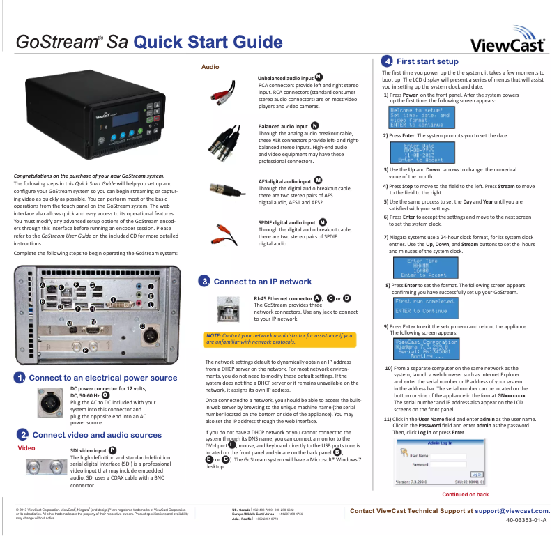 Page 1 de la notice Manuel utilisateur Niagara GoStream SA