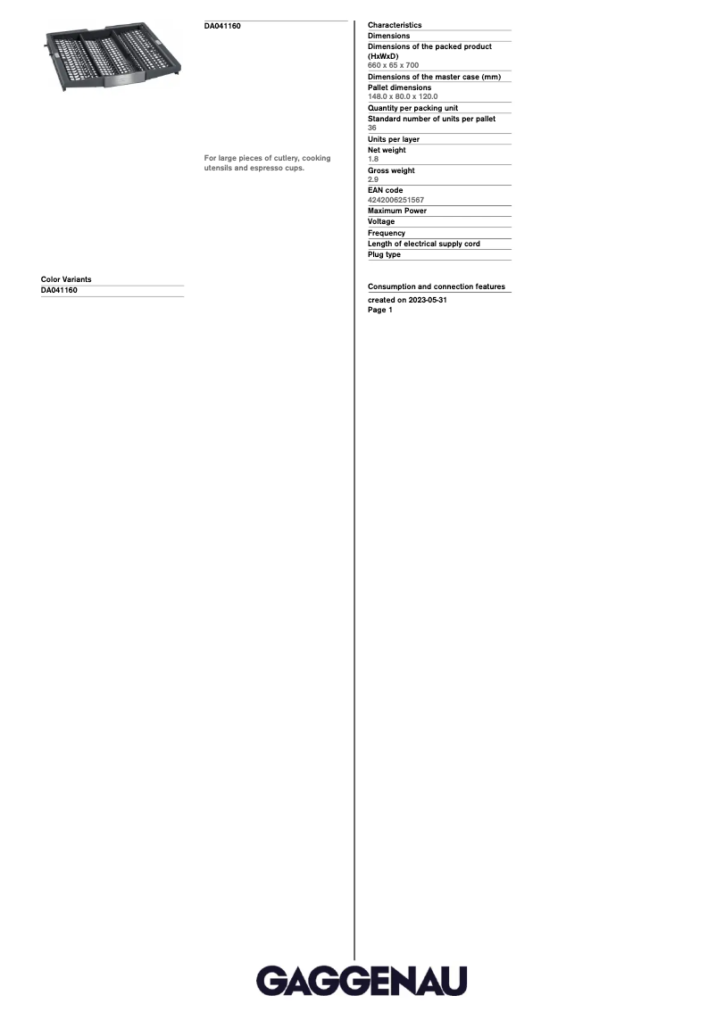 Página 1 del manual Manual de usuario Gaggenau DA041160