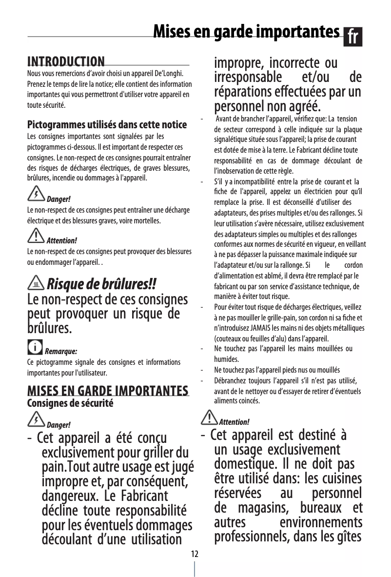 Page 1 de la notice Manuel utilisateur DeLonghi Distinta Moments CTIN4003