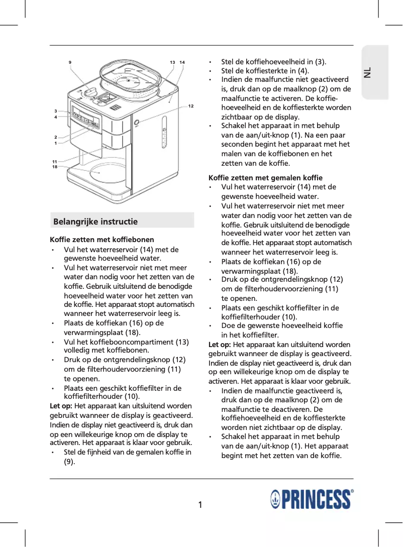 Página 1 del manual Manual de usuario Princess Deluxe