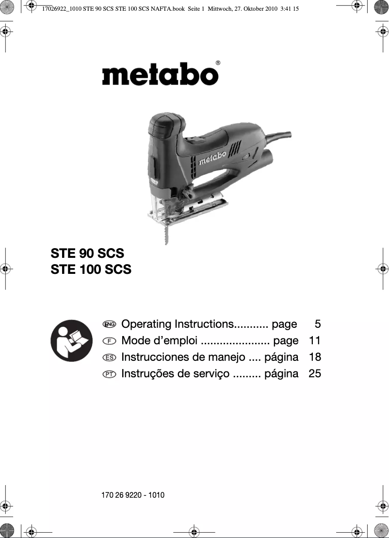 Página 1 del manual Manual de usuario Metabo STE 100 SCS