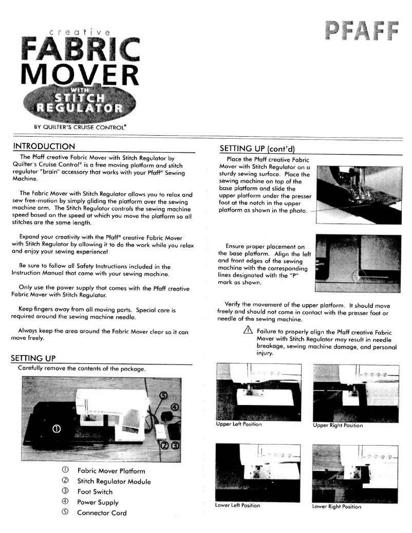 Imagen de la primera página del manual del dispositivo Fabric Mover