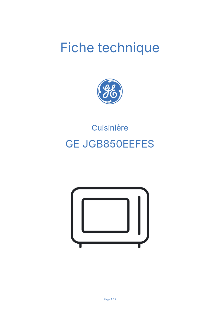 Image de la première page du manuel de l'appareil JGB850EEFES