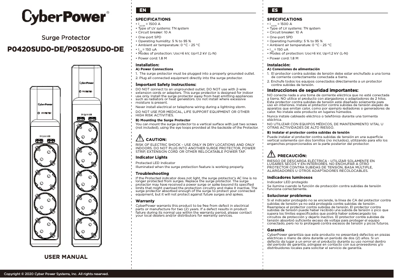 Page 1 de la notice Manuel utilisateur CyberPower P0420SUD0-DE