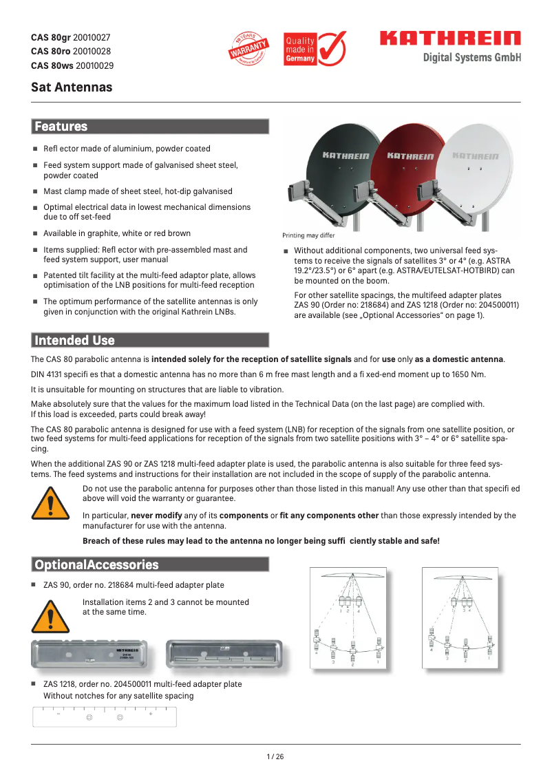Página 1 del manual Manual de usuario Kathrein CAS 80gr