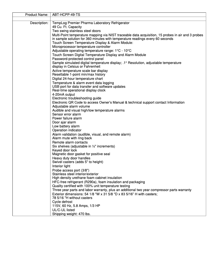 Image de la première page du manuel de l'appareil ABT-HCPP-49-TS