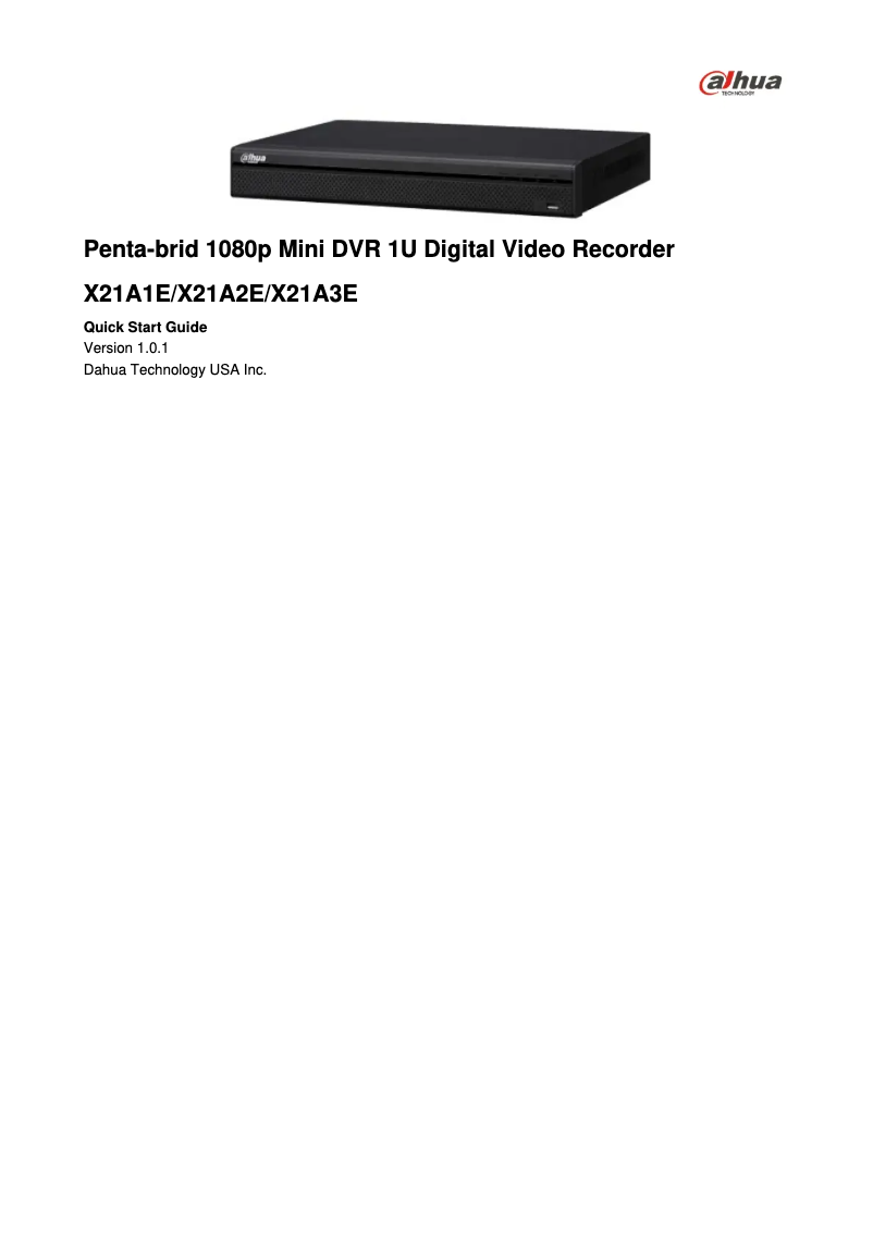 Page n°1 - Manuel utilisateur Dahua Technology X21A3E2