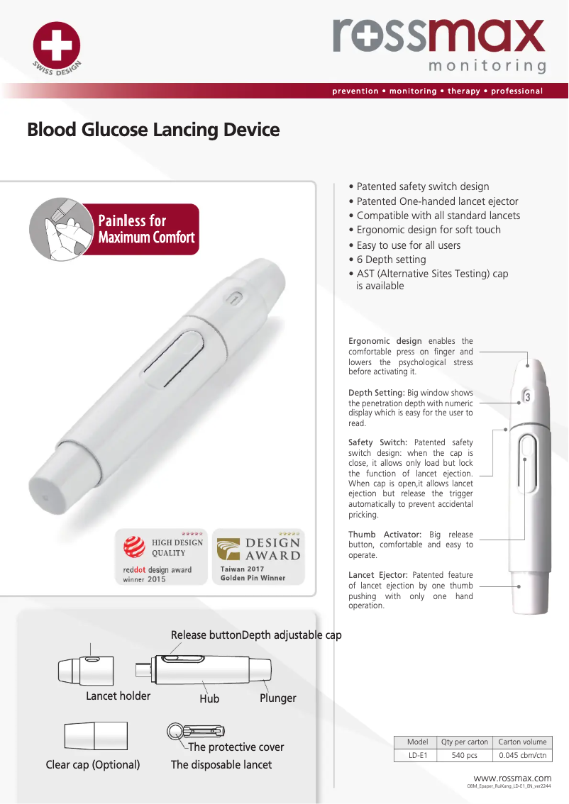 Page 1 de la notice Brochure Rossmax LD-E1
