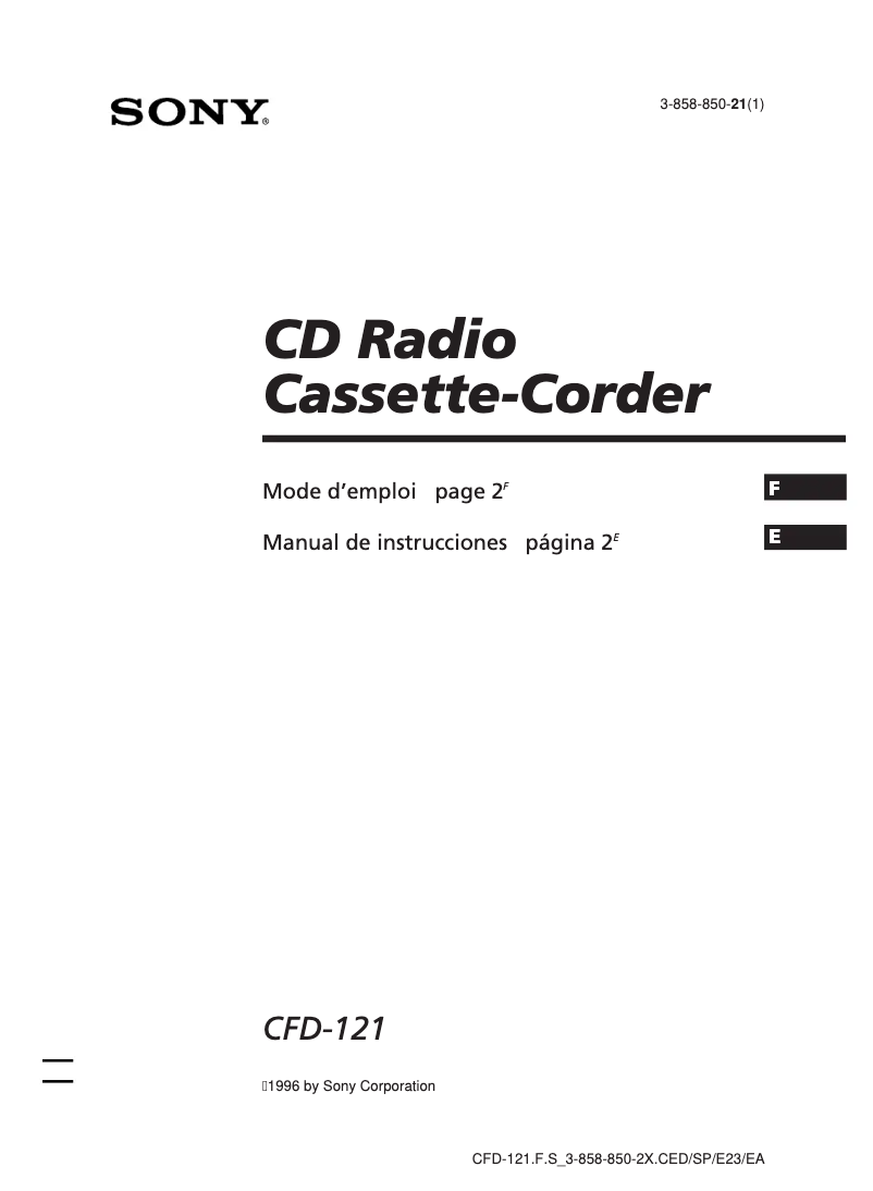 Page n°1 - Manuel utilisateur Sony CFD-121