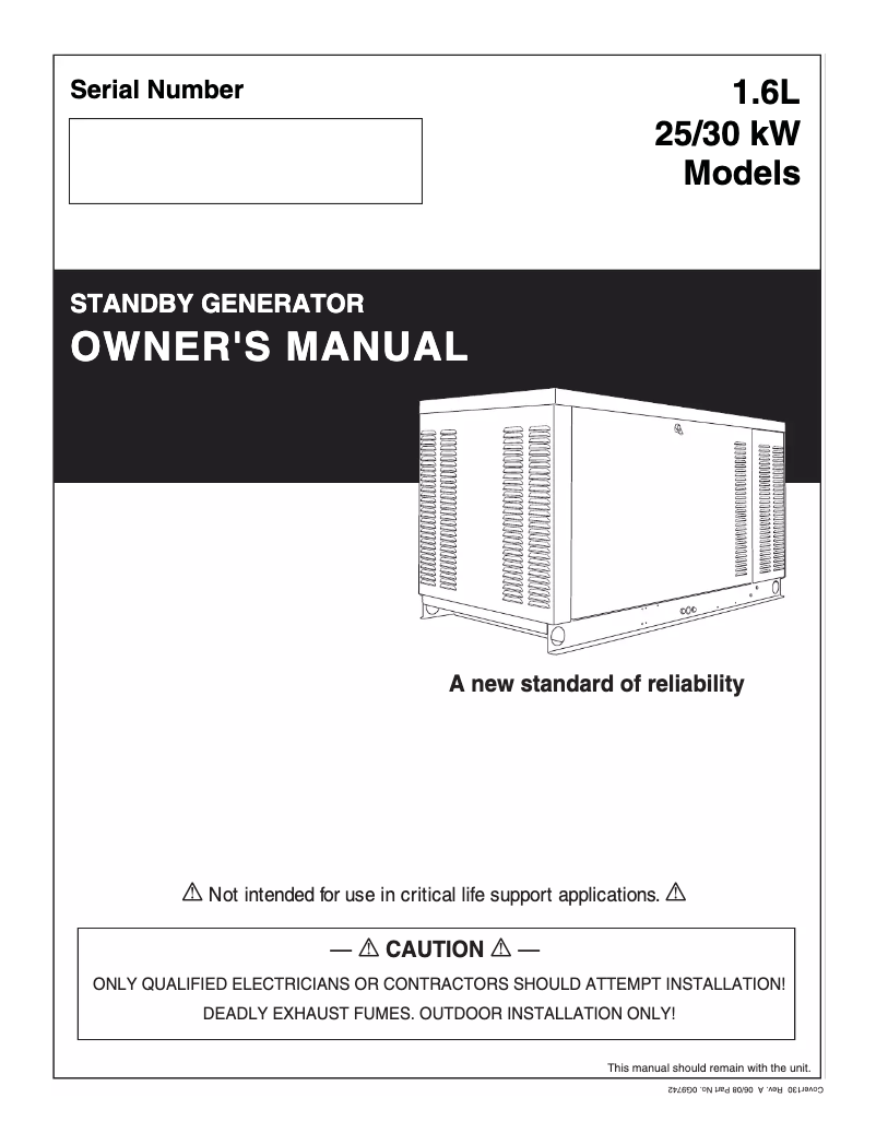 Page n°1 - Manuel utilisateur Generac QT02016GNSN