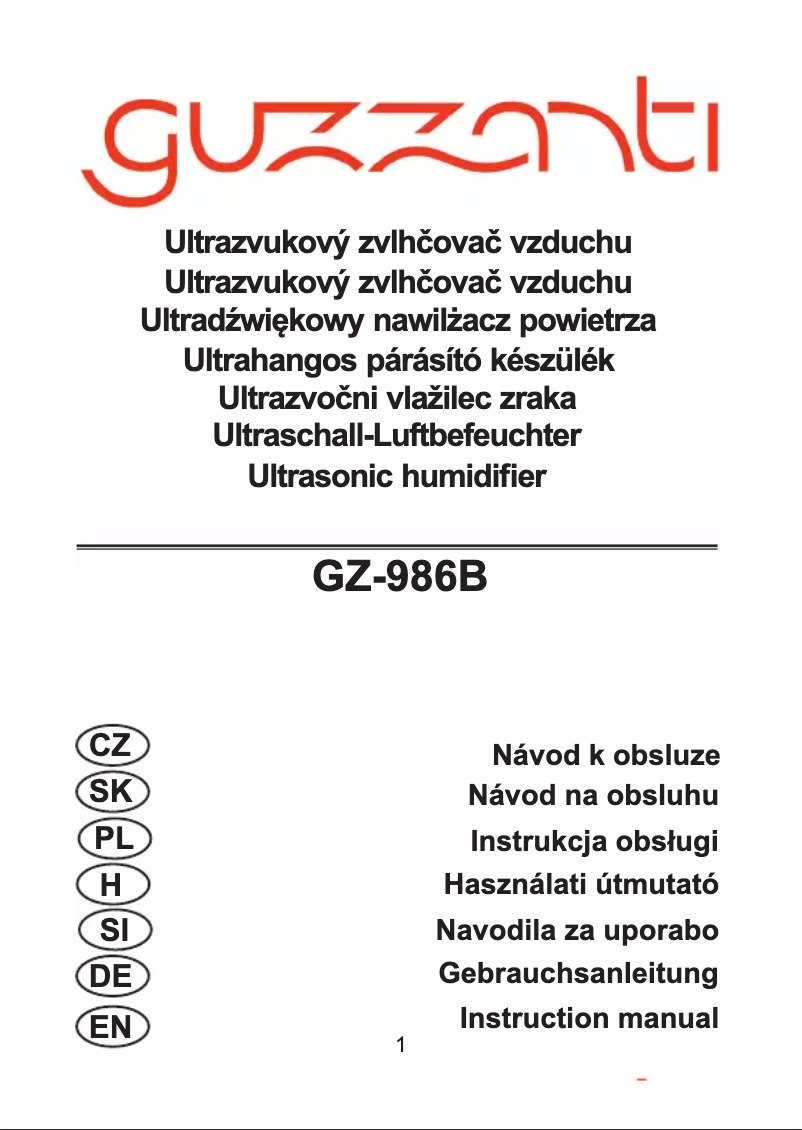 Page 1 de la notice Manuel utilisateur Guzzanti GZ-986B