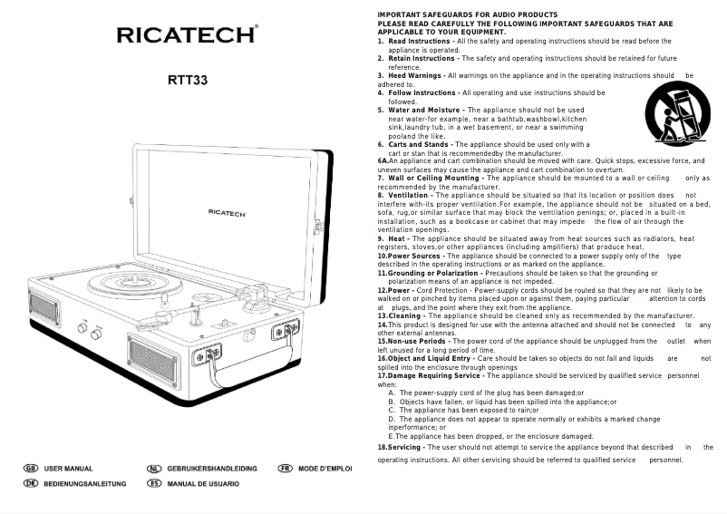Image de la première page du manuel de l'appareil RTT33