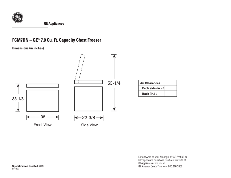Page n°1 - Fiche technique GE FCM7DNWH