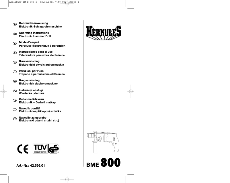 Página 1 del manual Manual de usuario Herkules BME 800