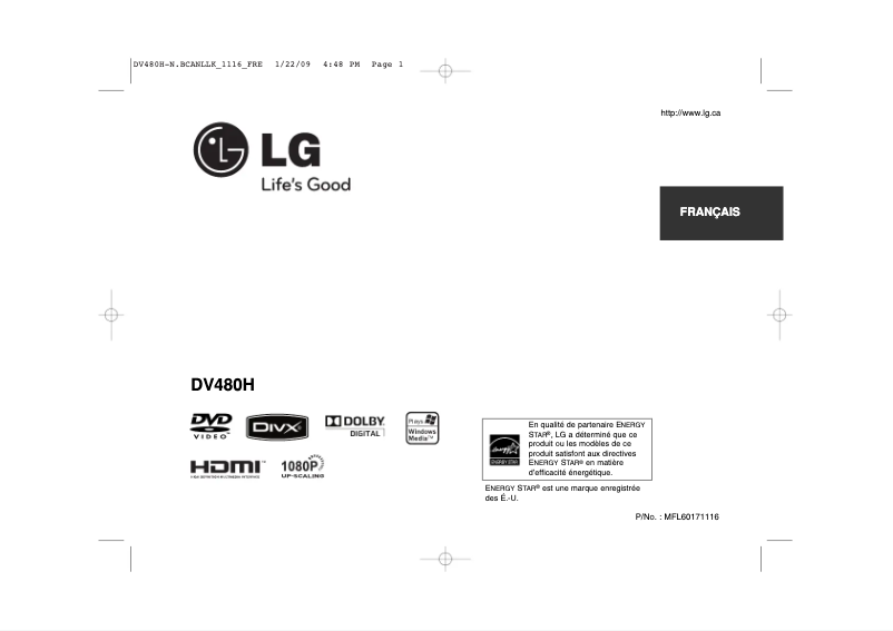 Page n°1 - Manuel utilisateur LG DV480H