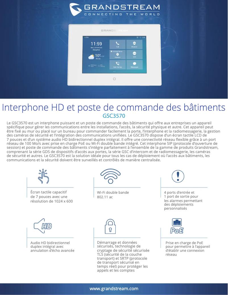 Page n°1 - Fiche technique Grandstream GSC3570