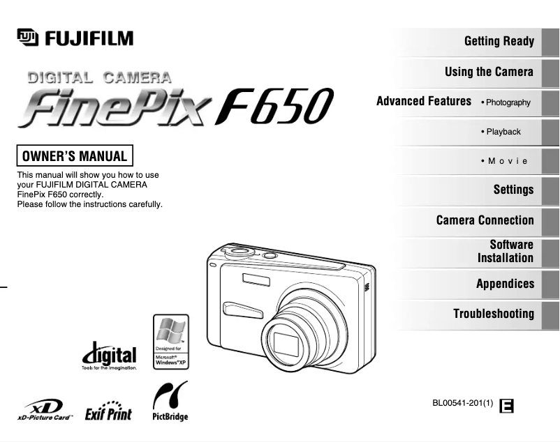 Page n°1 - Manuel utilisateur Fujifilm FinePix F650