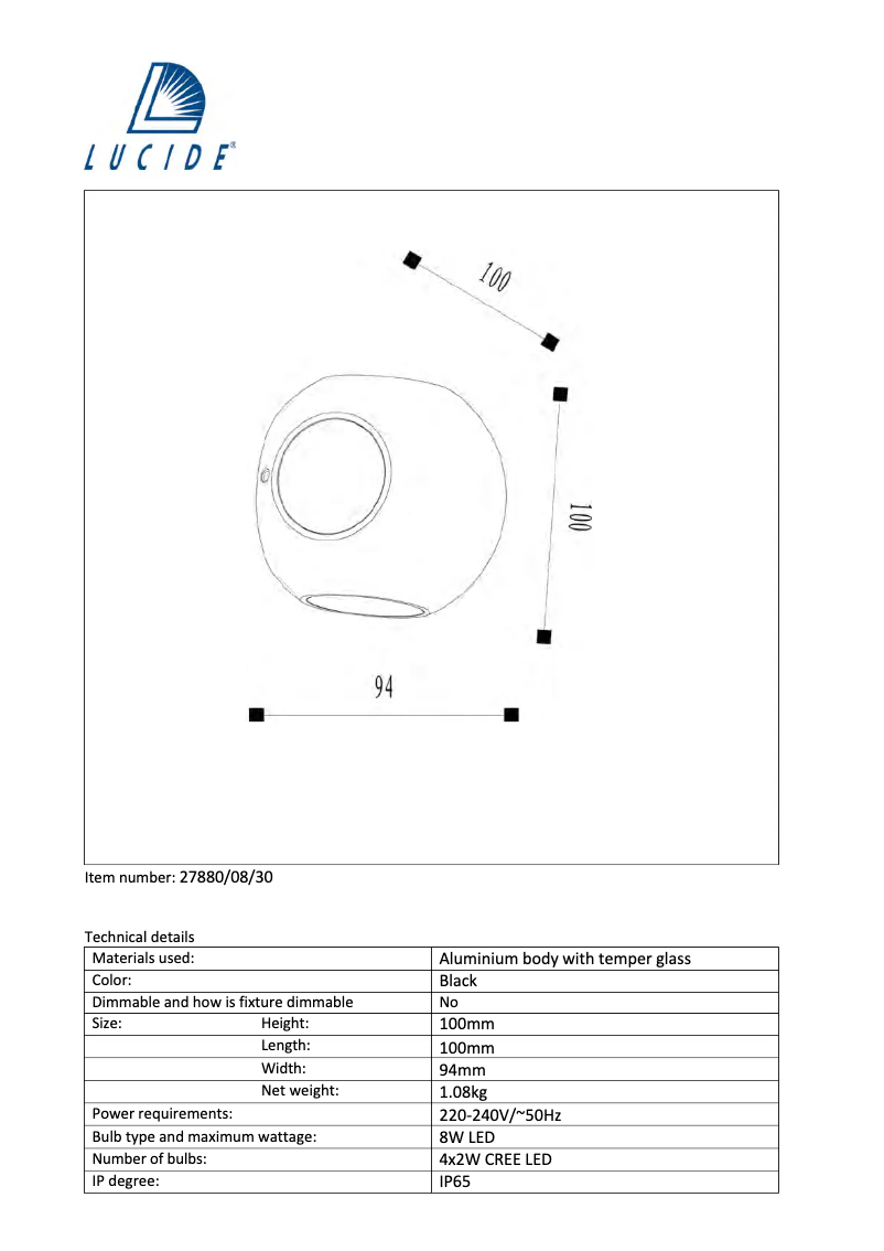 Page n°1 - Manuel utilisateur Lucide Yupla 27880/08/30