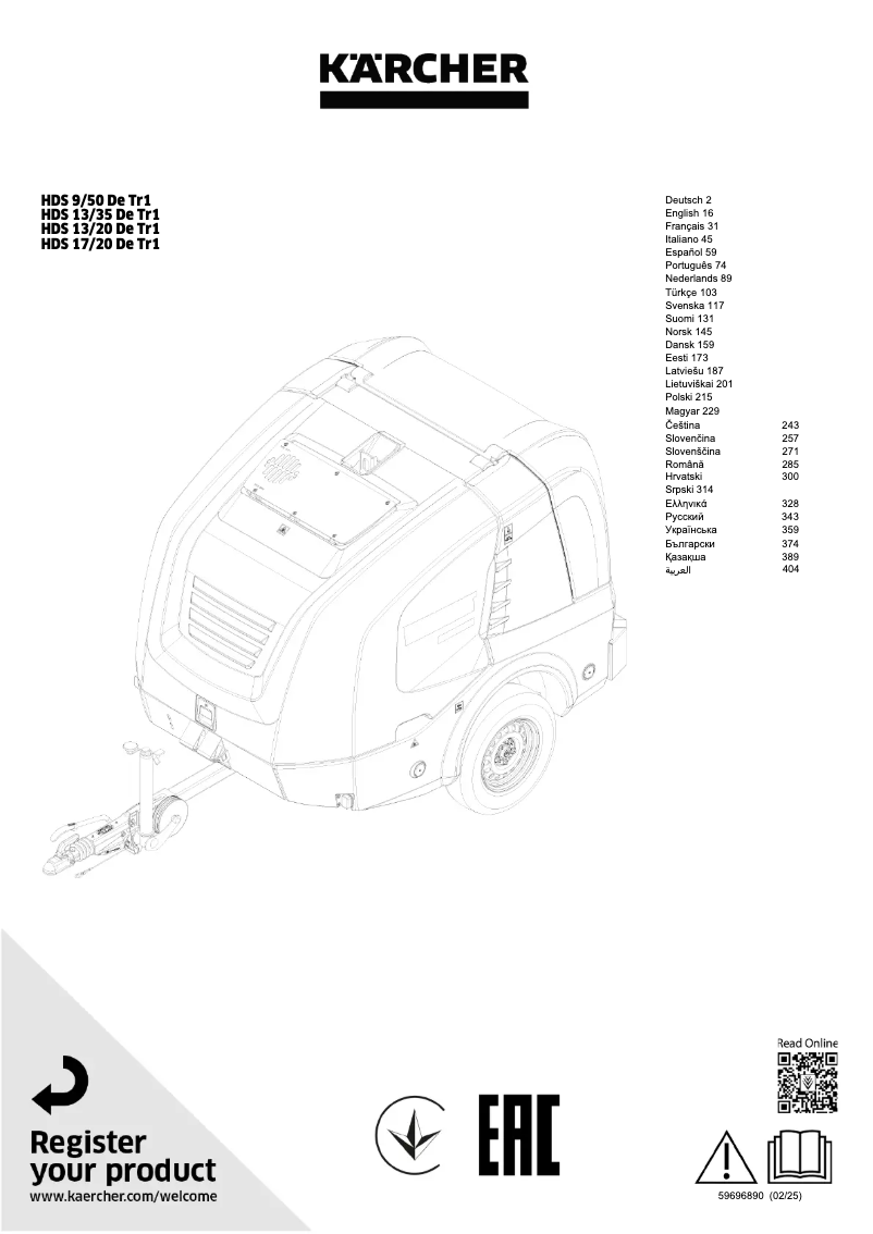 Page n°1 - Manuel utilisateur Kärcher HDS 13/20 De Tr1