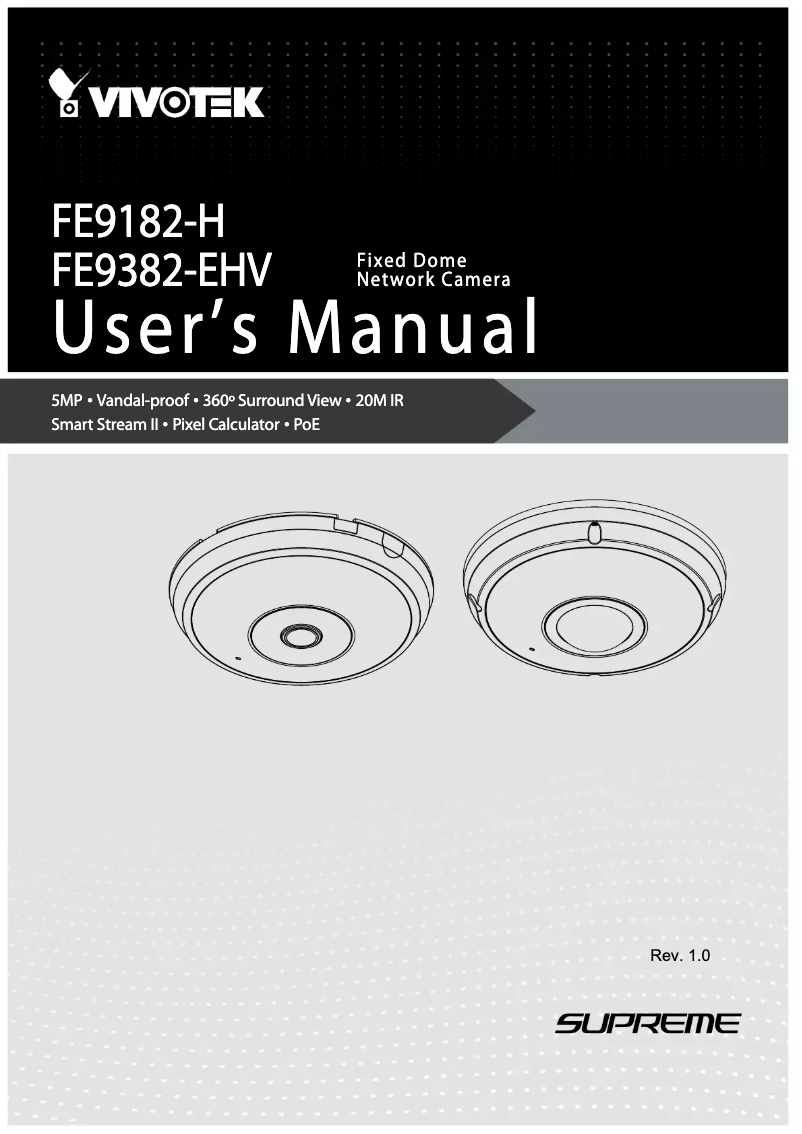 Page 1 de la notice Manuel utilisateur Vivotek FE9182-H